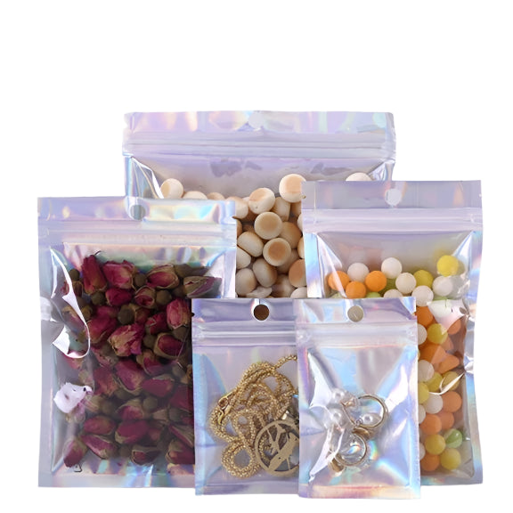 (50pcs) Holographic pouch Laser Storage Bag Gift Packaging Cosmetics Pouch