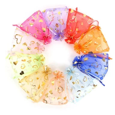 1pc Heart Organza Pouch Love Drawstring Valentines Bag Wedding Souvenir
