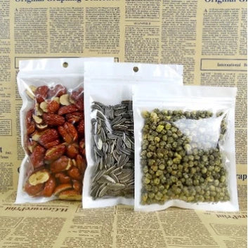 100 pcs | White Flat Pouch Ziplock Cosmetic Packaging Jewelry Clothes, Resealable