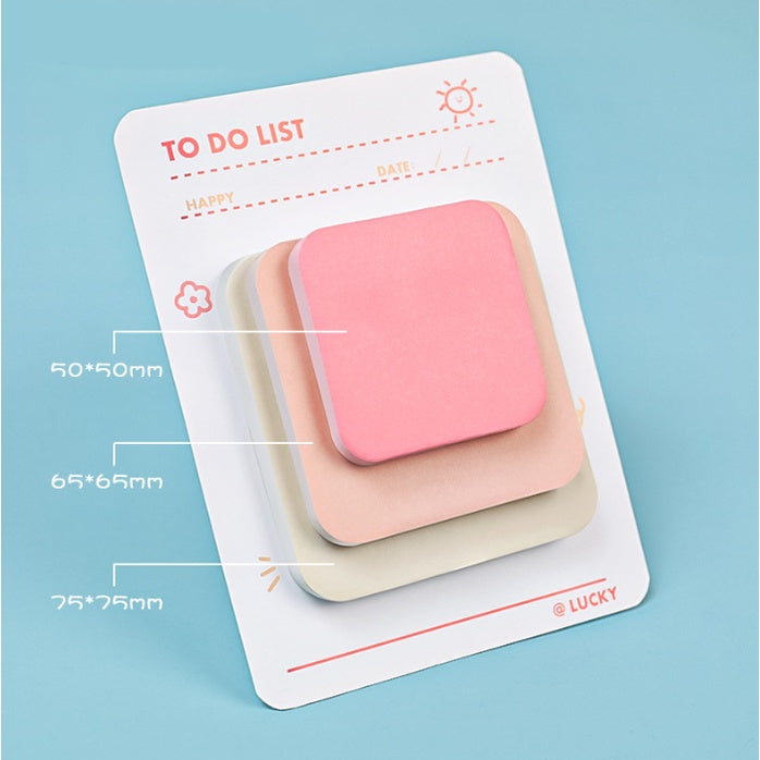 3 Size Square Sticky Notes Creative Paste able 3 Color Paper Memo Pads