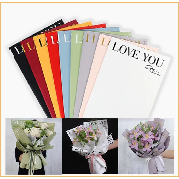 20pcs | ILOVEYOU print thickened wrapping paper flower boquet wrapper