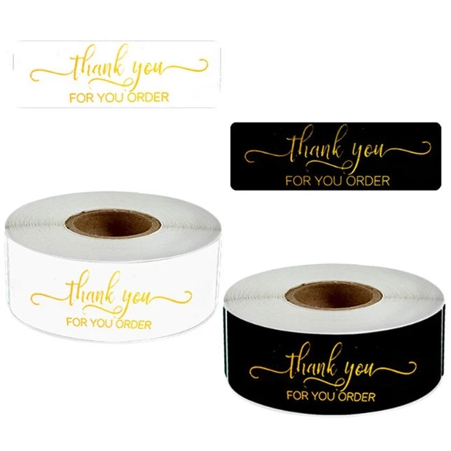 120pcs | THANK YOU rectangular Gold Print thank you sticker tape label