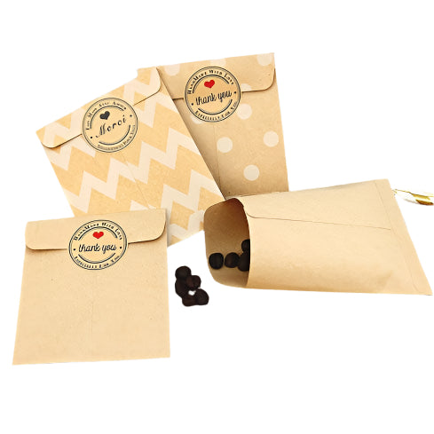 (10pcs/pack) Kraft Paper Bag Candy Biscuit Popcorn Bag Brown White Wave Dot Packing Wrapping