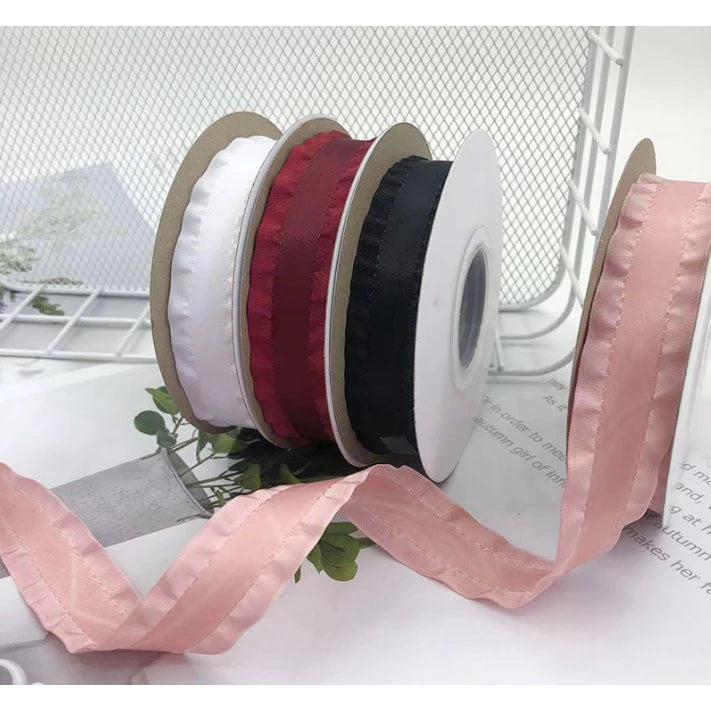 1roll |2.2cm Korean polyester ruffled ribbon flower packaging handmade DIY hair accessories