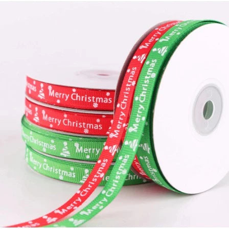 5.4/25Yards DIY Jacquard Christmas Silk Ribbon 1cm Scrapbook Wrapping Xmas Decorations Supplies
