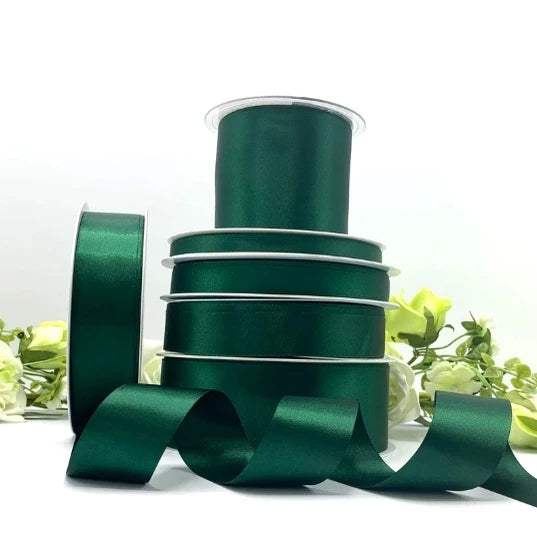 (0.6cm, 1cm, 2cm, 4cm, 5cm) 5Yards High Quality Satin Ribbon Dark Green