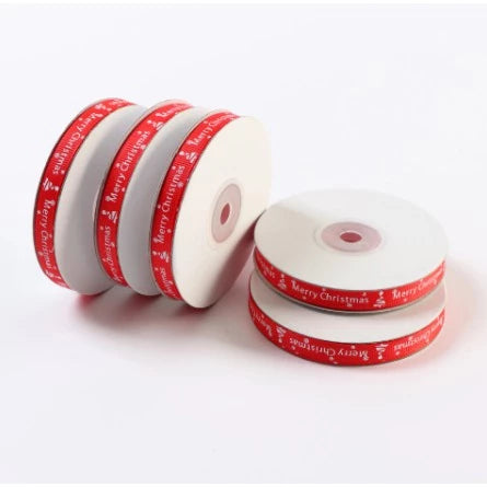 5.4/25Yards DIY Jacquard Christmas Silk Ribbon 1cm Scrapbook Wrapping Xmas Decorations Supplies
