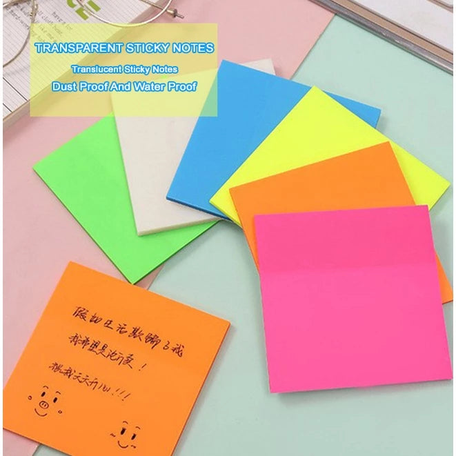 50Sheets Transparent Memo Pads Waterproof Self-Adhesive Sticky Notes