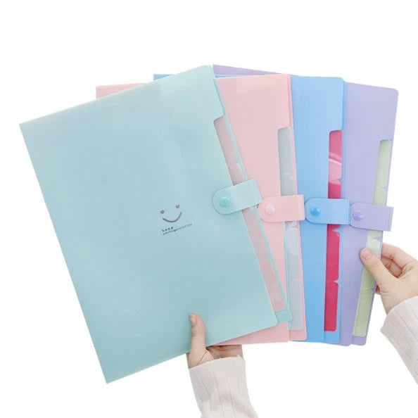 5-Pocket Plastic Expanding File Folders Fine A4-Paper Expanding File Folder