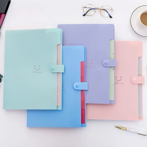 5-Pocket Plastic Expanding File Folders Fine A4-Paper Expanding File Folder