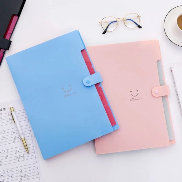5-Pocket Plastic Expanding File Folders Fine A4-Paper Expanding File Folder