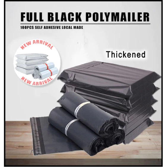 100pcs FULL BLACK polymailer courier pouch plain pouch express Parcel Pouch Shipping Pouch