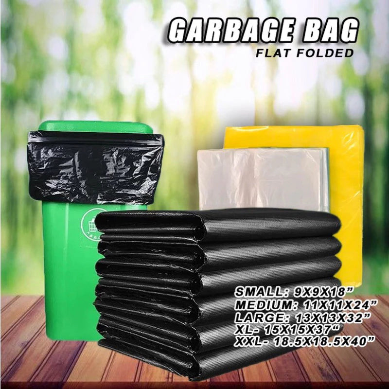 (S, M, L, XL,XXL)100 pcs Trash/Garbage Bag BLACK, CLEARGREEN, YELLOW plastic garbage/trash bag