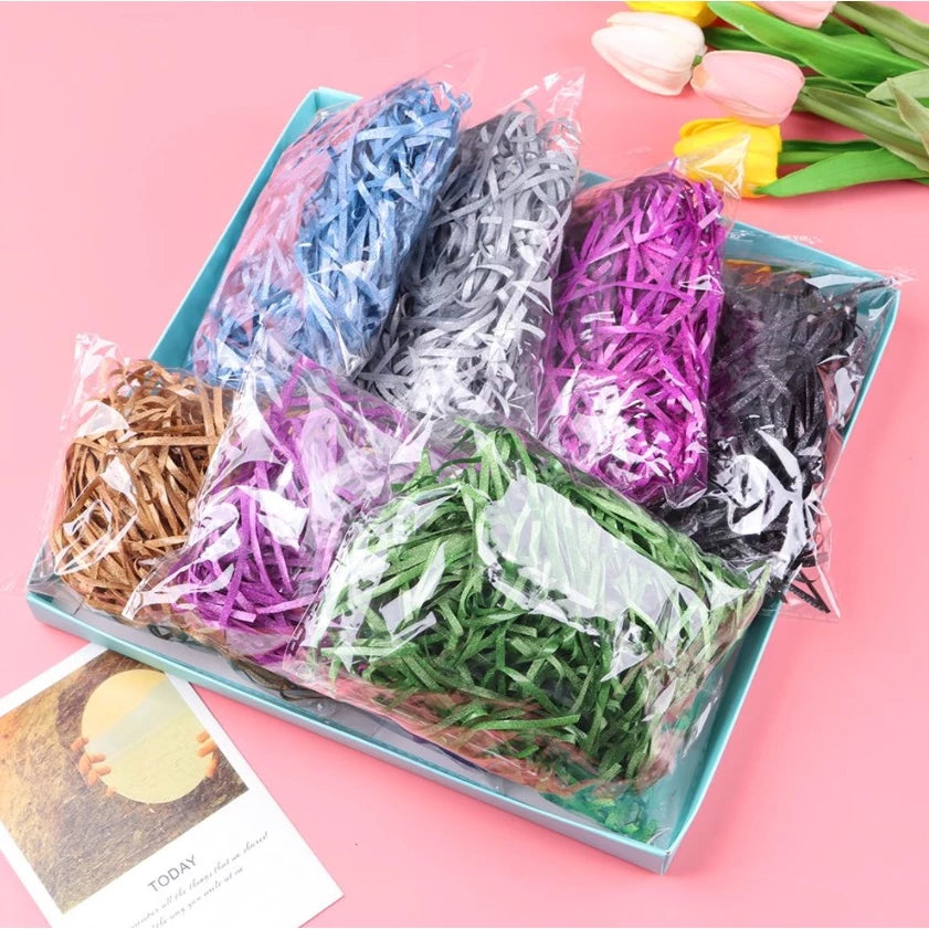 GLITTER Shredded Paper | Colorful Paper Gift Packaging | Paper Fillers Crinkled 20/100 grams