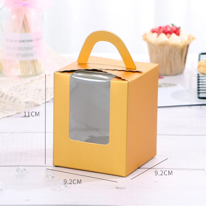 Pastry Box Single Solo Cupcake Box Cookies Boxes Individual Box with Handle 1PC
