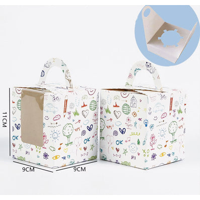 Pastry Box Single Solo Cupcake Box Cookies Boxes Individual Box with Handle 1PC