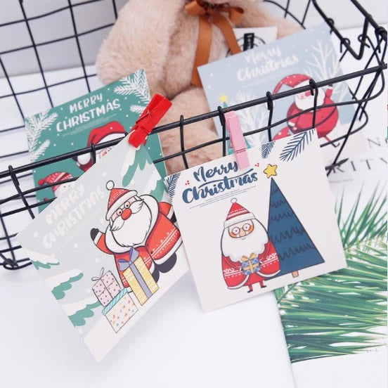 30pcs Christmas Greeting Card Spot Cartoon Blessing Message Small Postcard