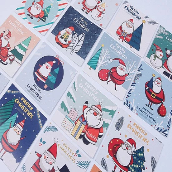 30pcs Christmas Greeting Card Spot Cartoon Blessing Message Small Postcard