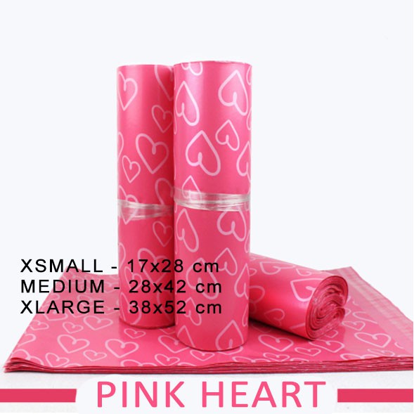 (100pcs) HEART PRINT Courier Pouch/ Poly mailer pouch/ Self Adhesive Mailer Pouch Plastic Packaging