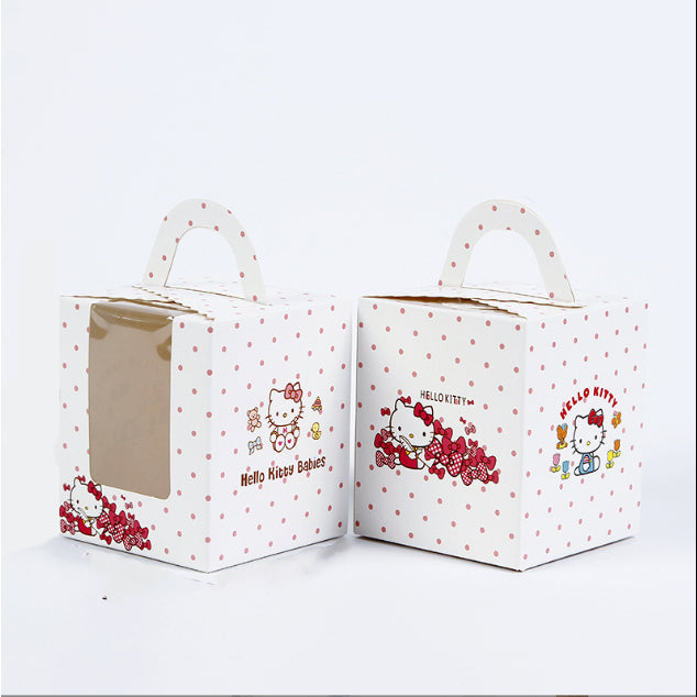 Pastry Box Single Solo Cupcake Box Cookies Boxes Individual Box with Handle 1PC