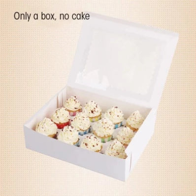 12 holes Cupcake/Muffin/Pastry WHITE/BROWN Box NO HANDLE w/ Inner holder Packaging case