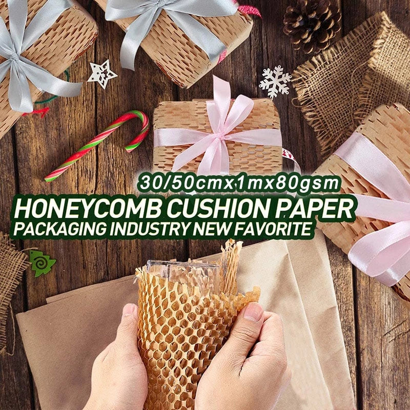 Honeycomb Kraft / Red 1 meter Wrapping Paper packaging | Eco friendly bubblewrap alternative