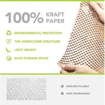 Honeycomb Kraft / Red 1 meter Wrapping Paper packaging | Eco friendly bubblewrap alternative