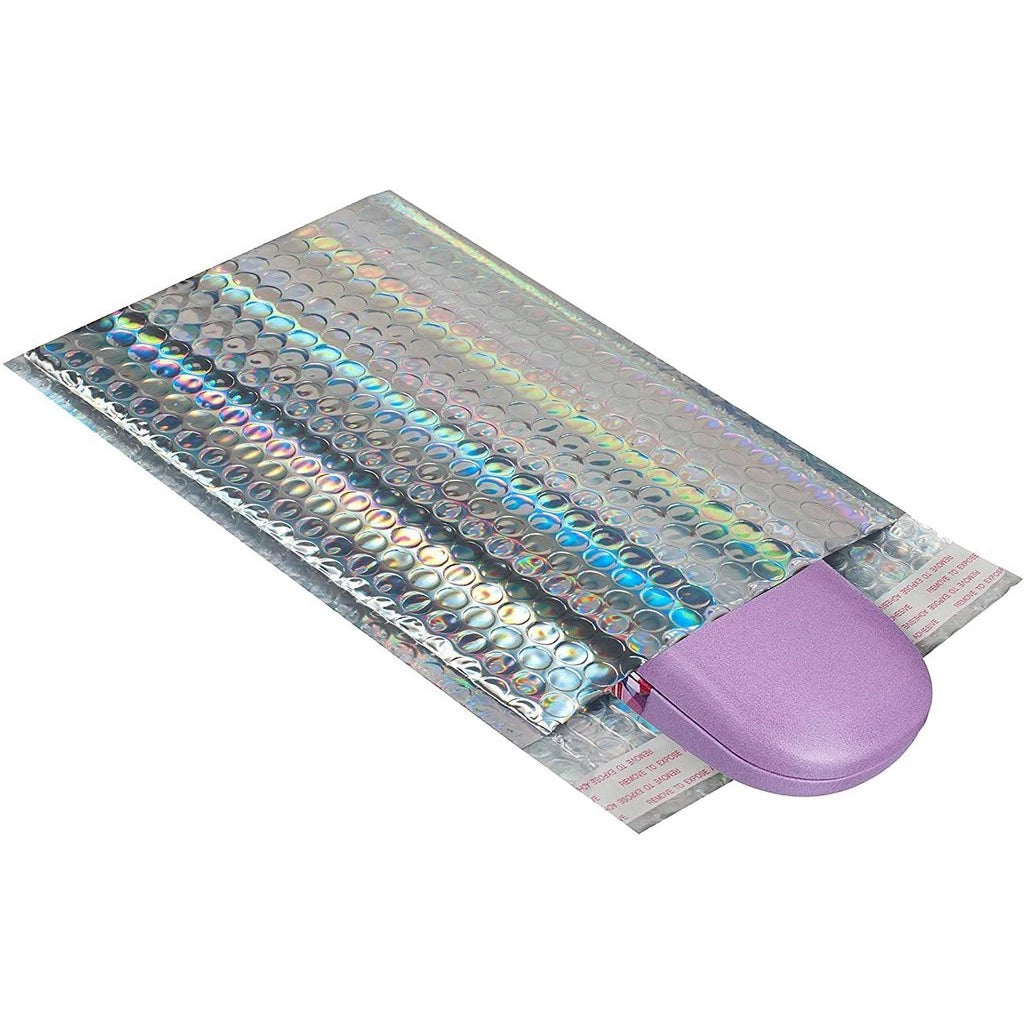 HOLOGRAPHIC LASER BUBBLE MAILER WRAP PADDED ENVELOPE PLASTIC SHIPPING PACKAGING COSMETICS