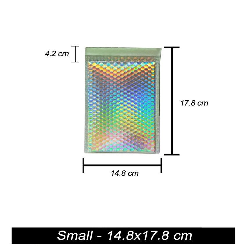 HOLOGRAPHIC LASER BUBBLE MAILER WRAP PADDED ENVELOPE PLASTIC SHIPPING PACKAGING COSMETICS