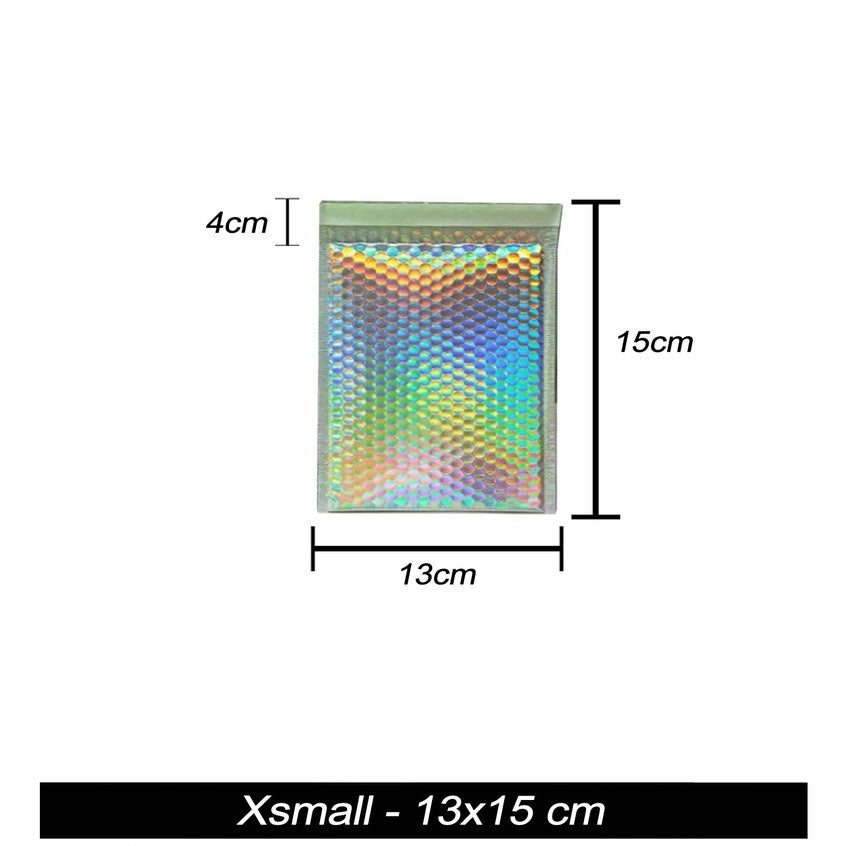 HOLOGRAPHIC LASER BUBBLE MAILER WRAP PADDED ENVELOPE PLASTIC SHIPPING PACKAGING COSMETICS