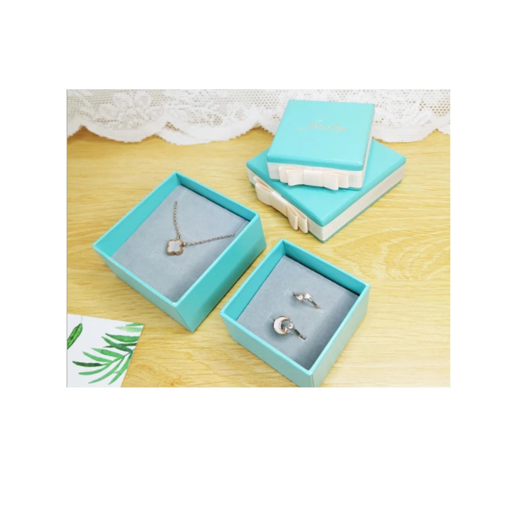 Fresh Green Jewelry Packaging Box Ribbon Bowknot Ring Necklace Bracelet Box Jewelry Box