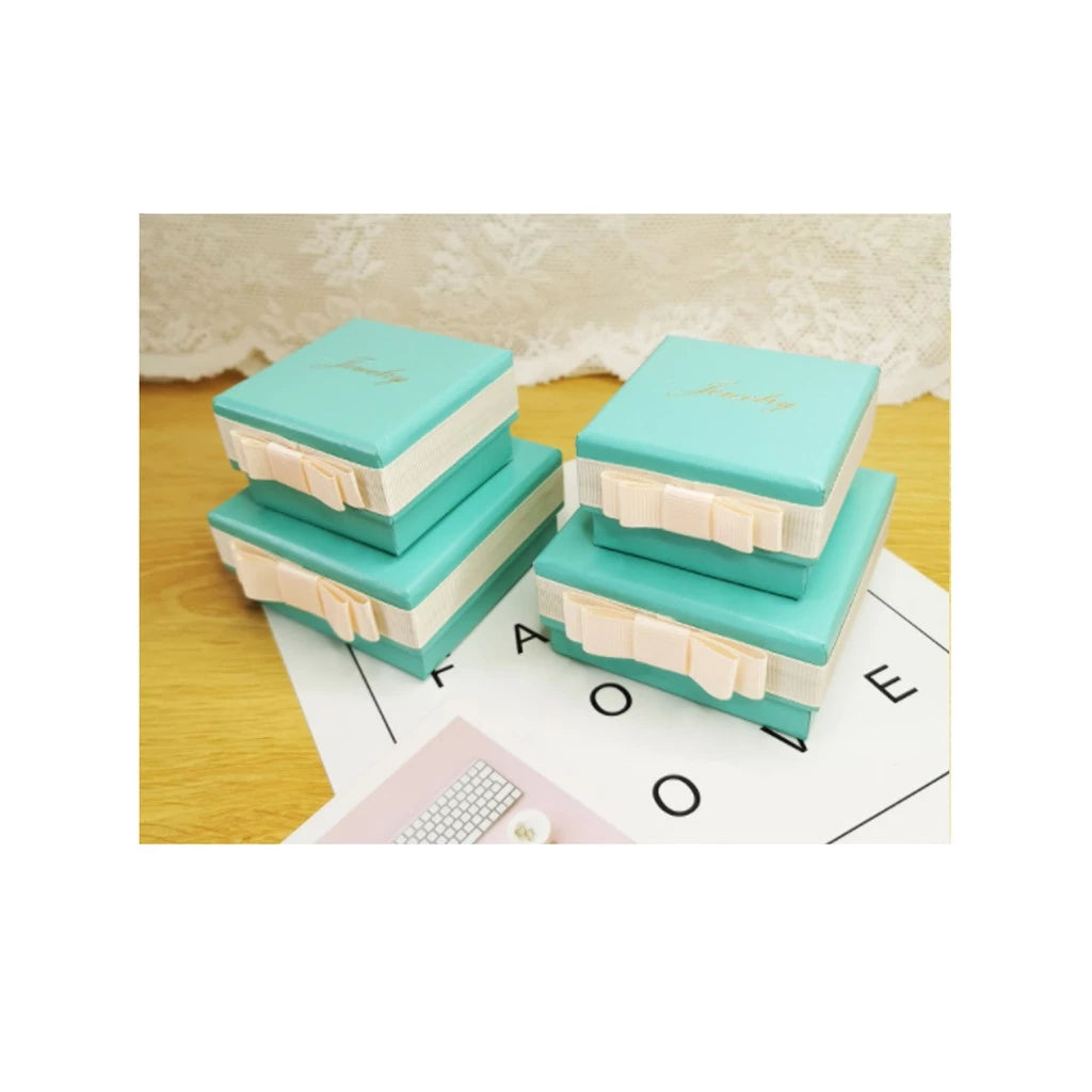 Fresh Green Jewelry Packaging Box Ribbon Bowknot Ring Necklace Bracelet Box Jewelry Box