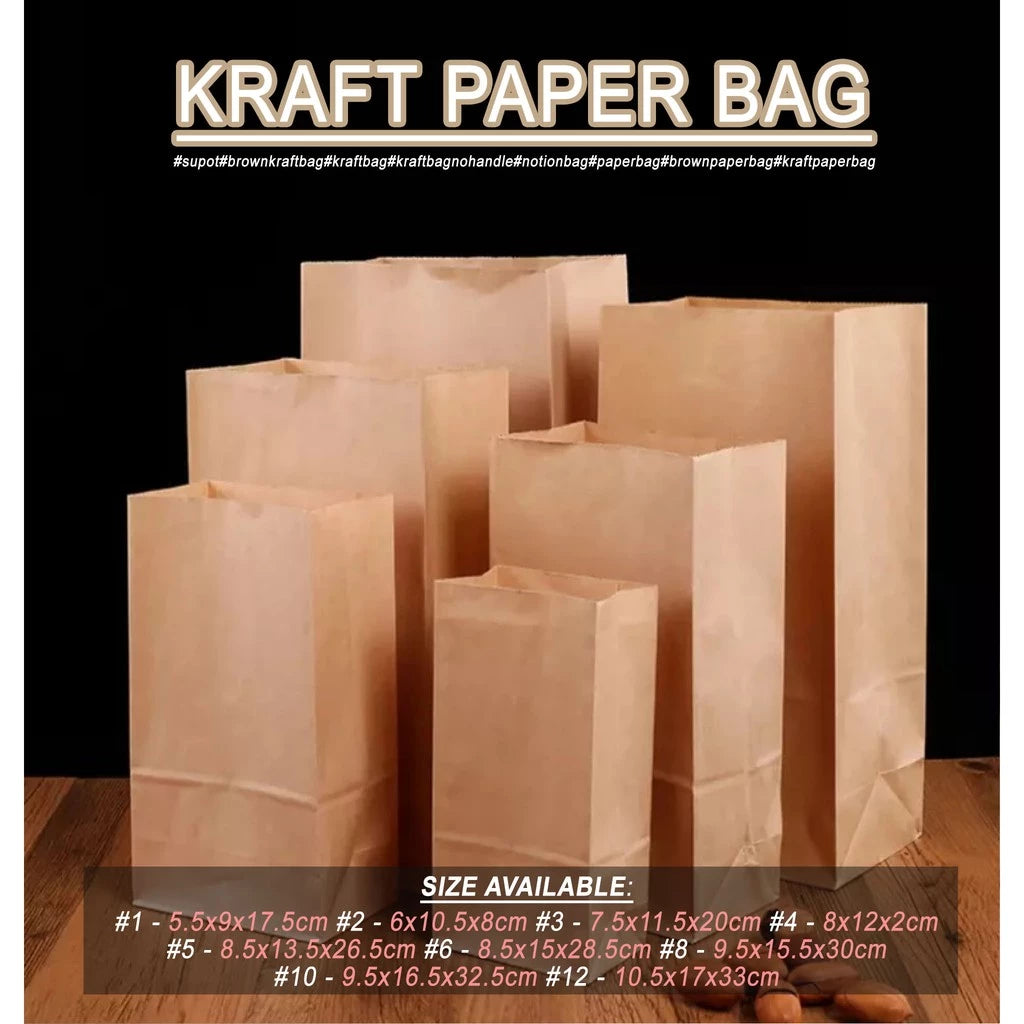 Brown Paper Bag by 50Pcs. Per pack| Gift Wrapping Paper Bag Kraft Paper Wrapping Bag 55gsm