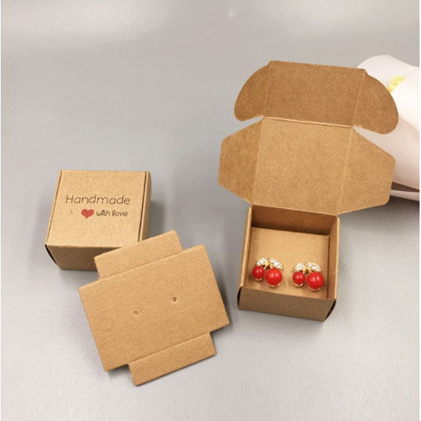 (10pcs) Paper Jewelry Box Kraft Paper Earrings Packaging Box