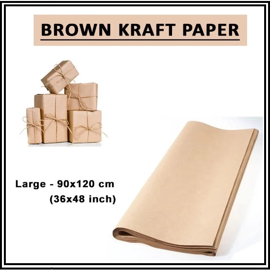 S - 45x60cm | M - 60x90cm L-90x12cm Brown Kraft Wrapping Paper 80gsm bigger than cartolina