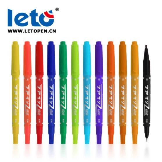 LETO Stationery oily small double-headed marker pen for children's drawing and hook line note pens