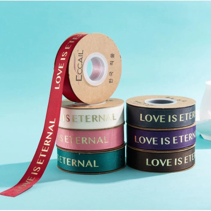 5 yards | LOVE IS ETERNAL Grosgrain Satin Ribbons Diy Wedding Christmas Party Decoration Bow Craft