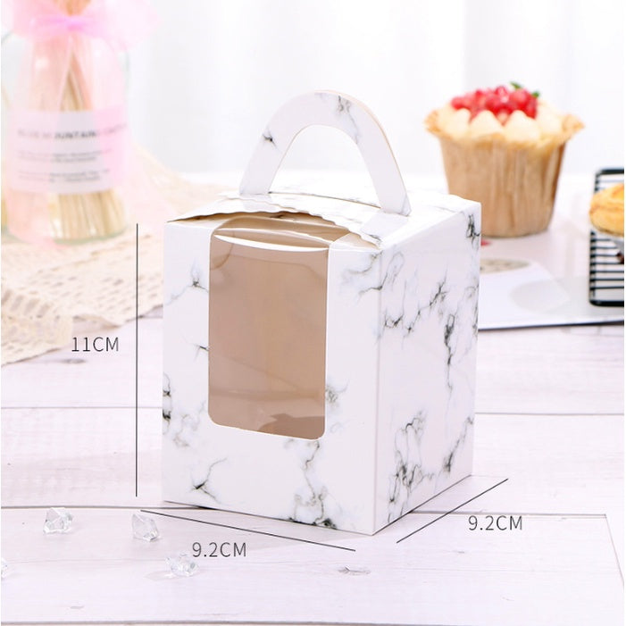 Pastry Box Single Solo Cupcake Box Cookies Boxes Individual Box with Handle 1PC