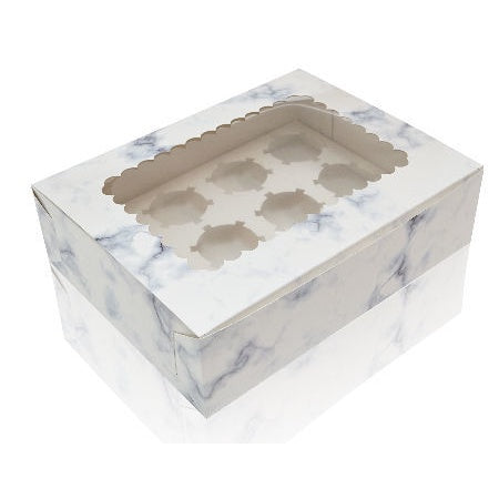 12 holes Cupcake/Muffin/Pastry WHITE/BROWN Box NO HANDLE w/ Inner holder Packaging case