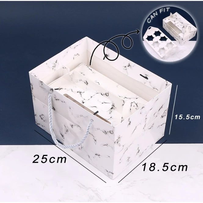 Marbled Cupcake with Handle, Muffin Box Cupcakes Box, Pastry Box (1 ,2, 4, 6 holes)