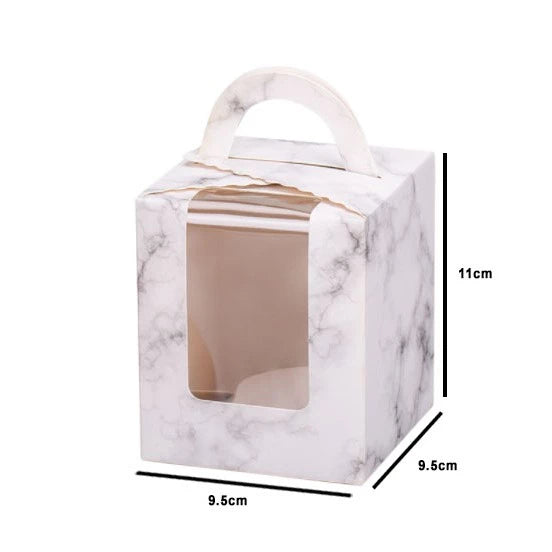 Marbled Cupcake with Handle, Muffin Box Cupcakes Box, Pastry Box (1 ,2, 4, 6 holes)