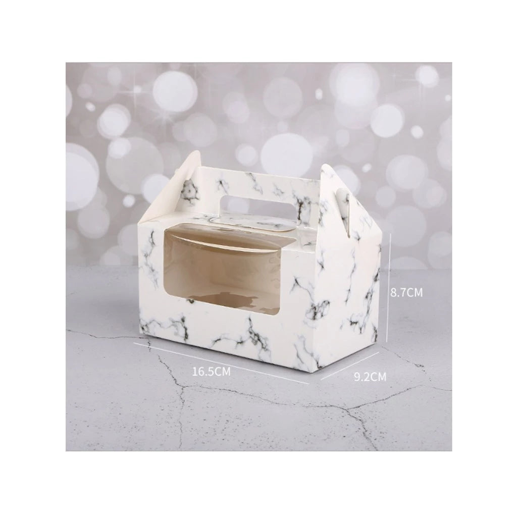 Marbled Cupcake with Handle, Muffin Box Cupcakes Box, Pastry Box (1 ,2, 4, 6 holes)