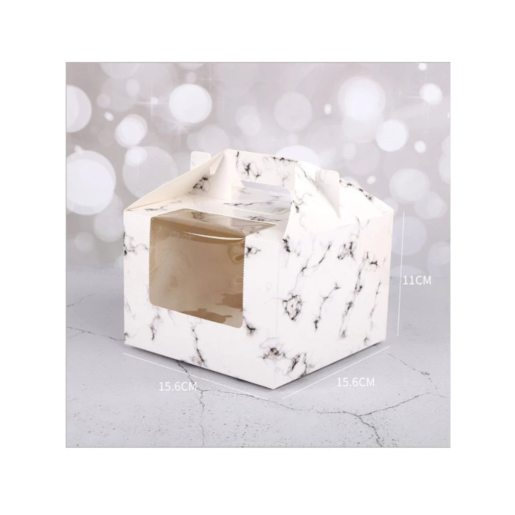 Marbled Cupcake with Handle, Muffin Box Cupcakes Box, Pastry Box (1 ,2, 4, 6 holes)