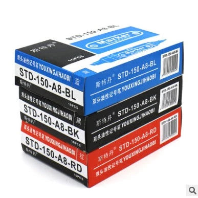 Marker Double-headed Black Big-end Pen Refillable