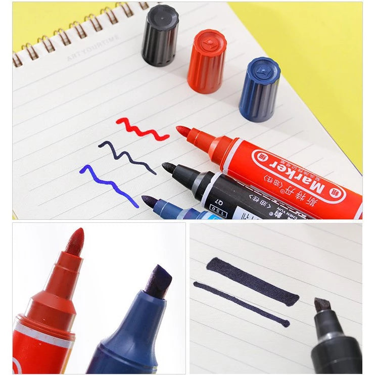 Marker Double-headed Black Big-end Pen Refillable