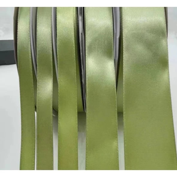 Macha Green (0.6cm, 2cm, 2.5cm, 4cm, 5cm) 5 Yards High Quality Satin Ribbon Single Face
