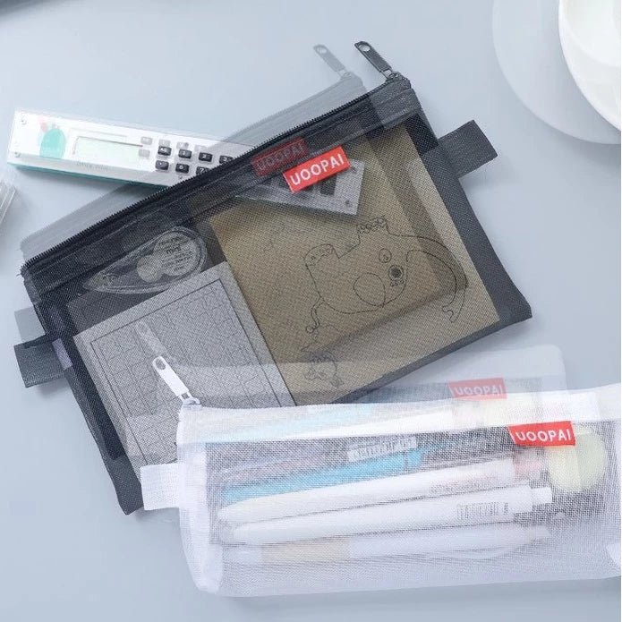 SMALL, MEDIUM | Mesh Pen Bag Nylon Pencil Bag Pencil Case Mesh Pen Case Pouch Pencil Pouch