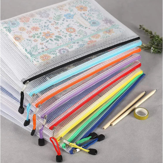 A3,A4,A5,A6 | Mesh Zipper File Bag Transparent File Bag Waterproof | 1pc