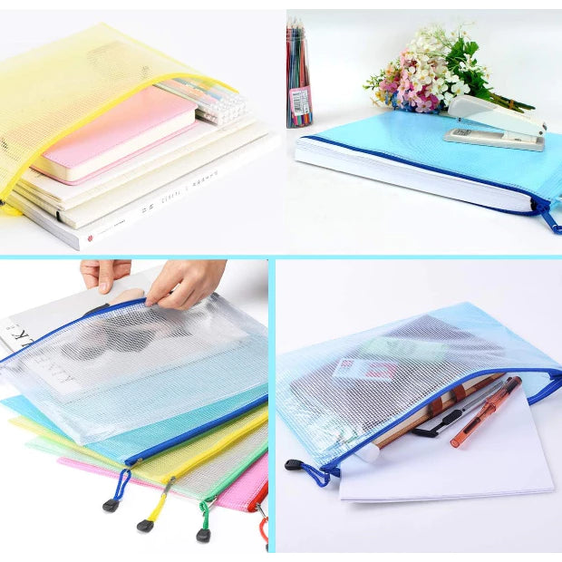 A3,A4,A5,A6 | Mesh Zipper File Bag Transparent File Bag Waterproof | 1pc
