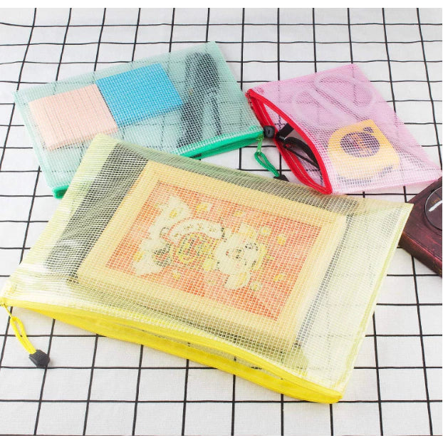 A3,A4,A5,A6 | Mesh Zipper File Bag Transparent File Bag Waterproof | 1pc